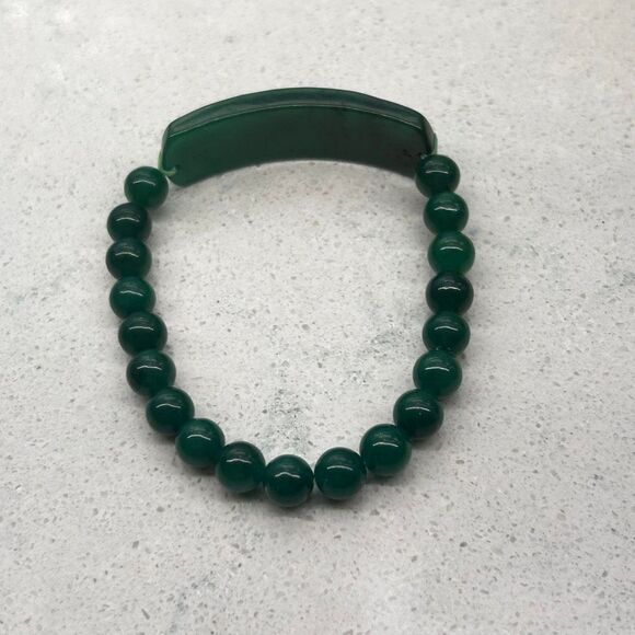 Jadeite Jade Beaded Stretch Bracelet Women's Size S/M Green Gemstone - Picture 7 of 9